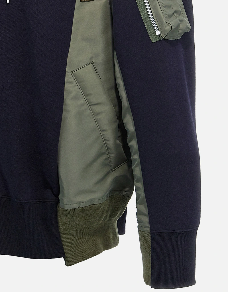Sacai メンズ スポンジコットン混紡インサートフーディージャケット