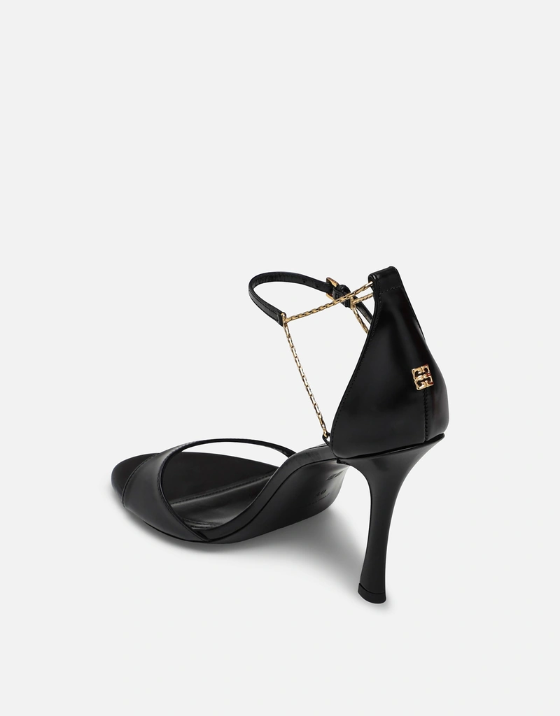 Givenchy 4G リキッド ブラックレザー サンダル (すべての新品) IFCHIC.COM