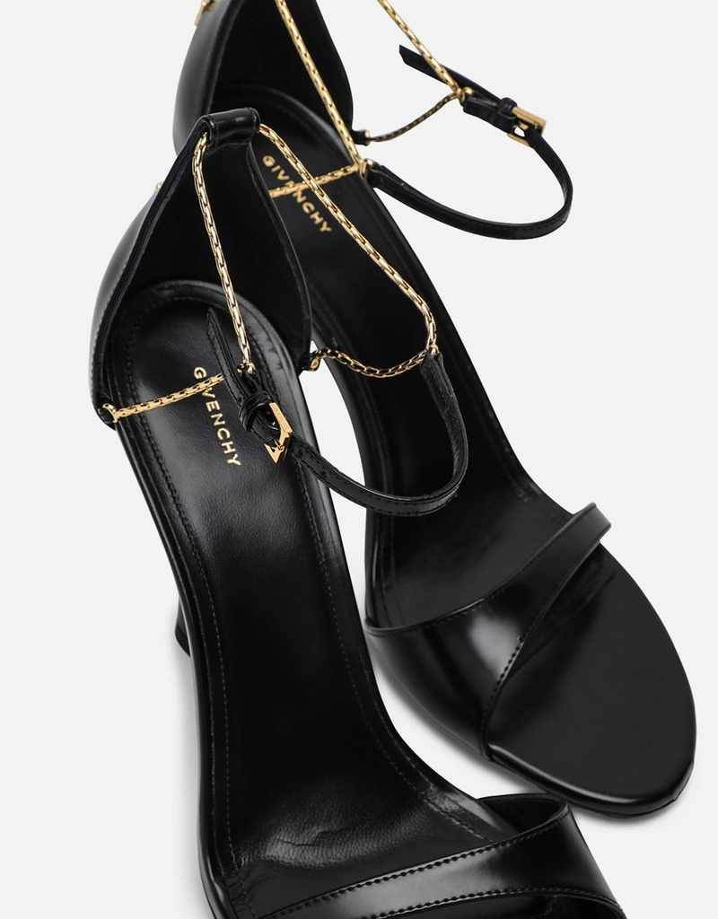Givenchy 4G リキッド ブラックレザー サンダル (すべての新品) IFCHIC.COM