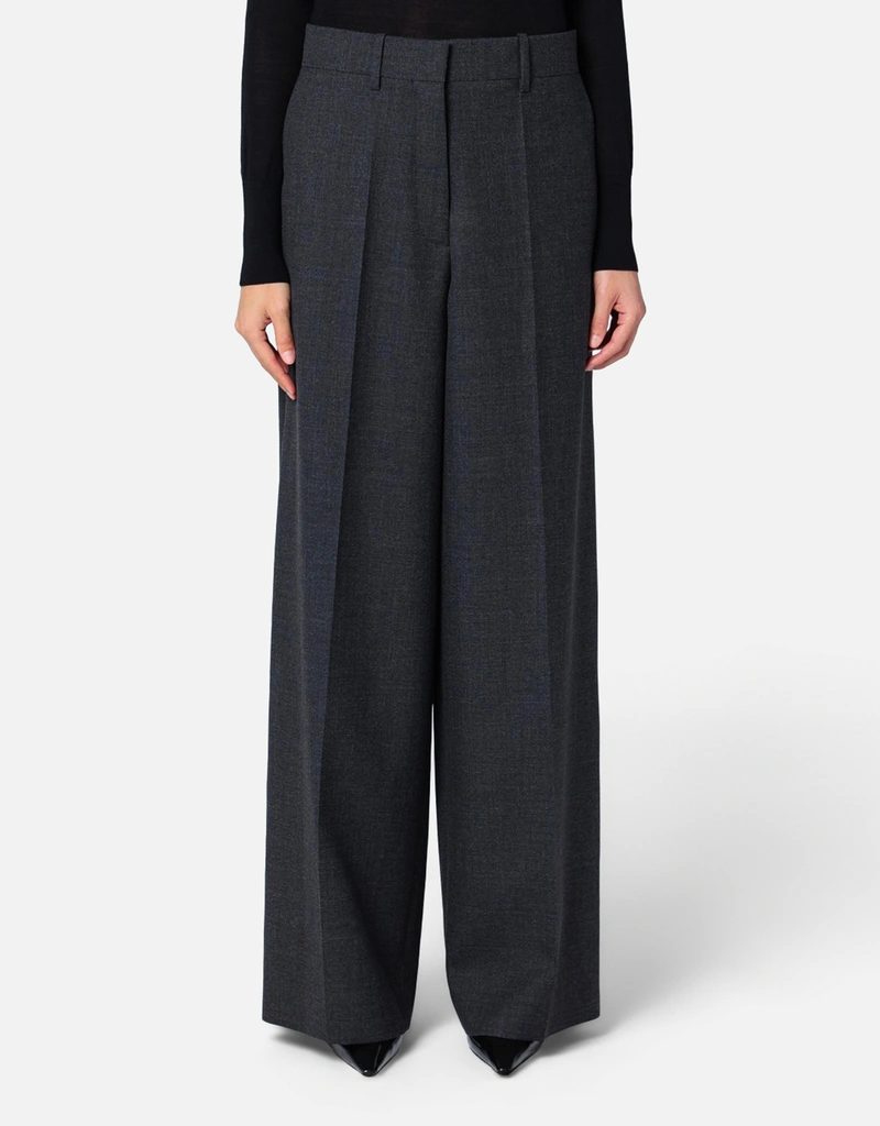 Givenchy Dark Grey Wool Wide Pants (Pants) IFCHIC.COM