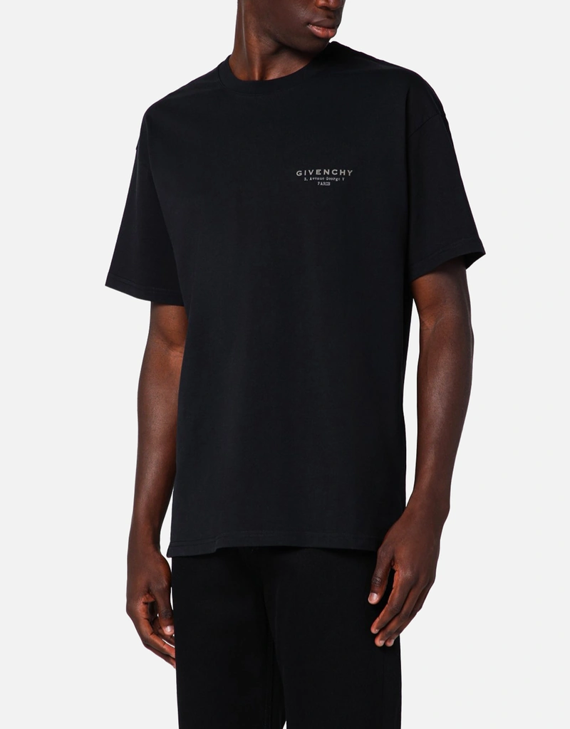 Givenchy メンズ ブラック コットン ロゴ Tシャツ (アパレル,シャツ
