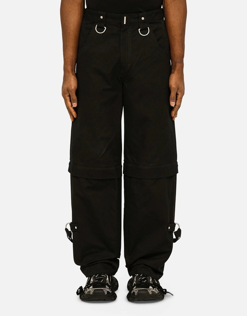 Givenchy メンズブラックコットン取り外し可能裾パンツ (すべての新品