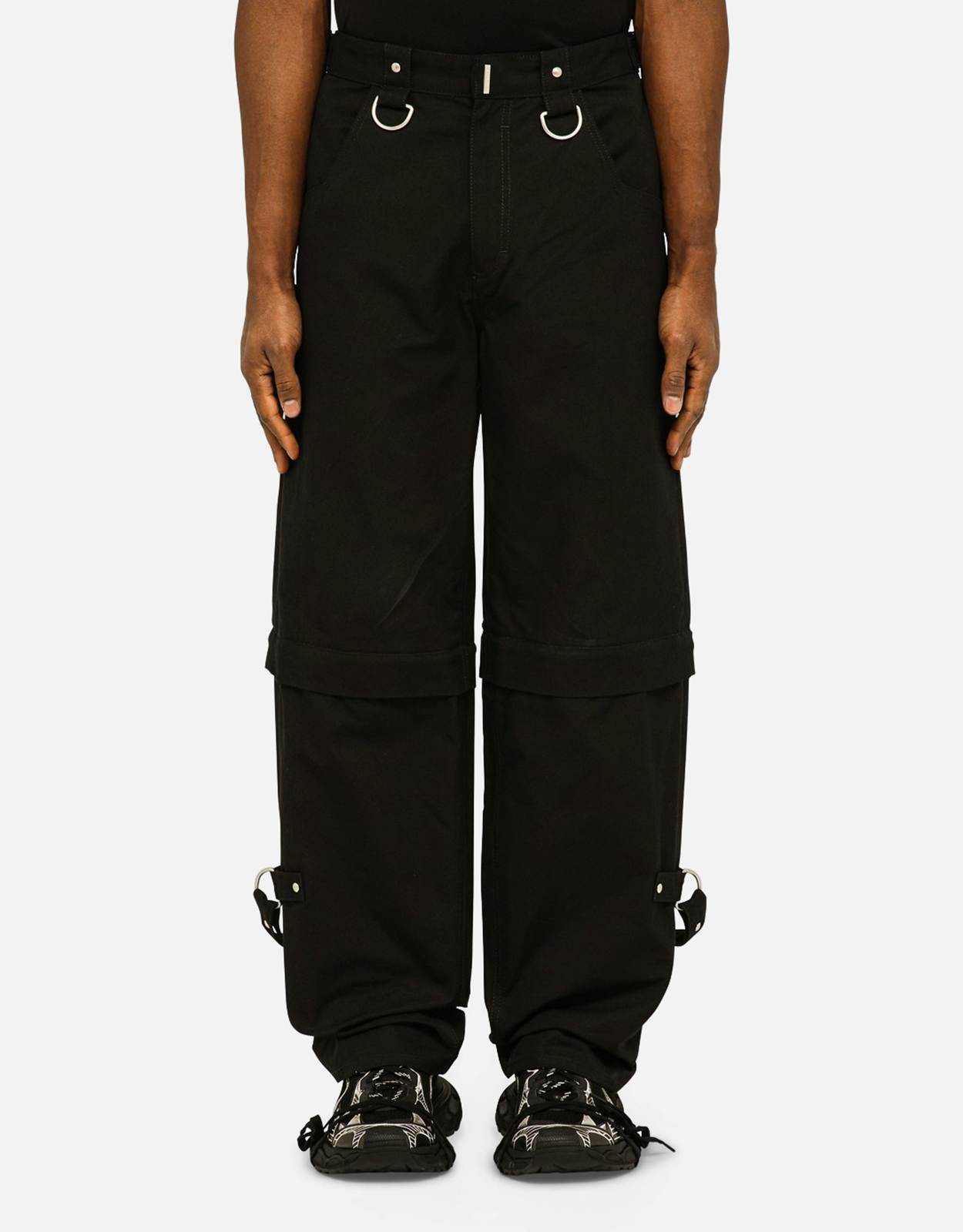 Givenchy メンズブラックコットン取り外し可能裾パンツ (すべての新品