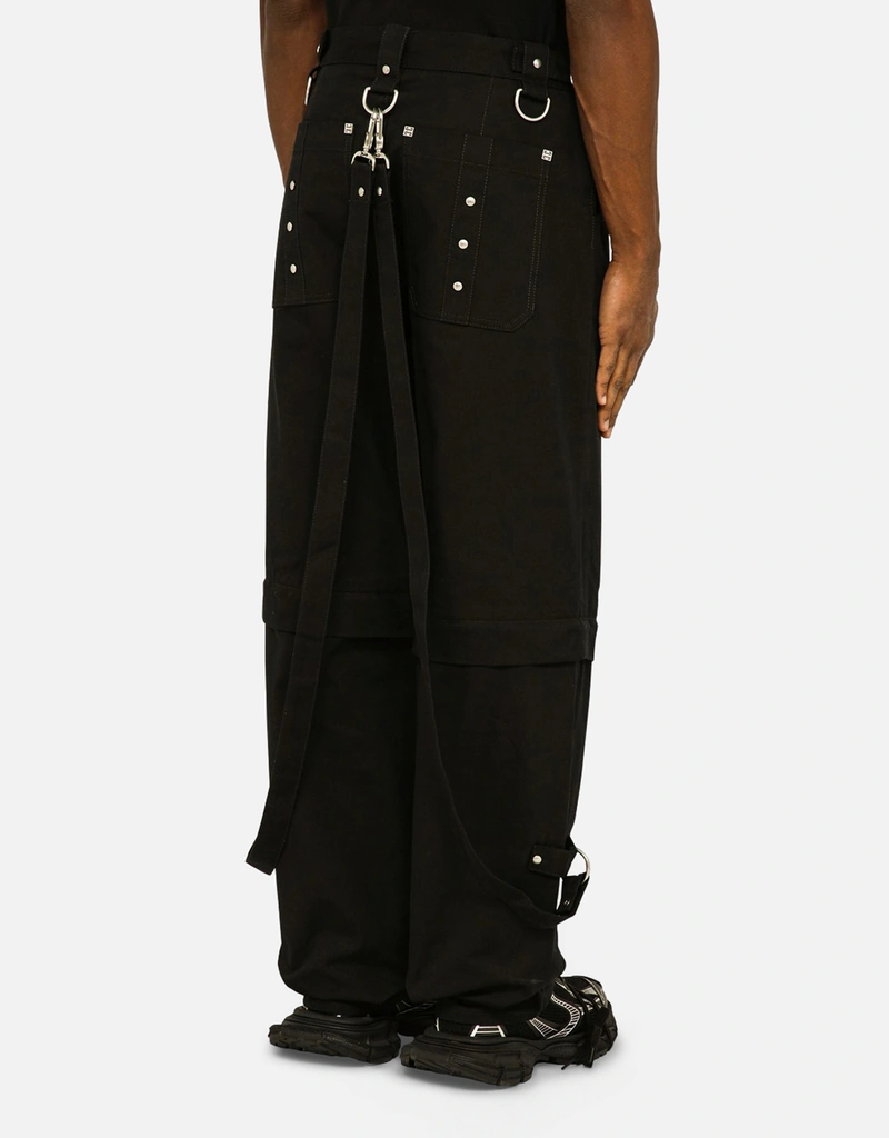 Givenchy メンズブラックコットン取り外し可能裾パンツ (すべての新品