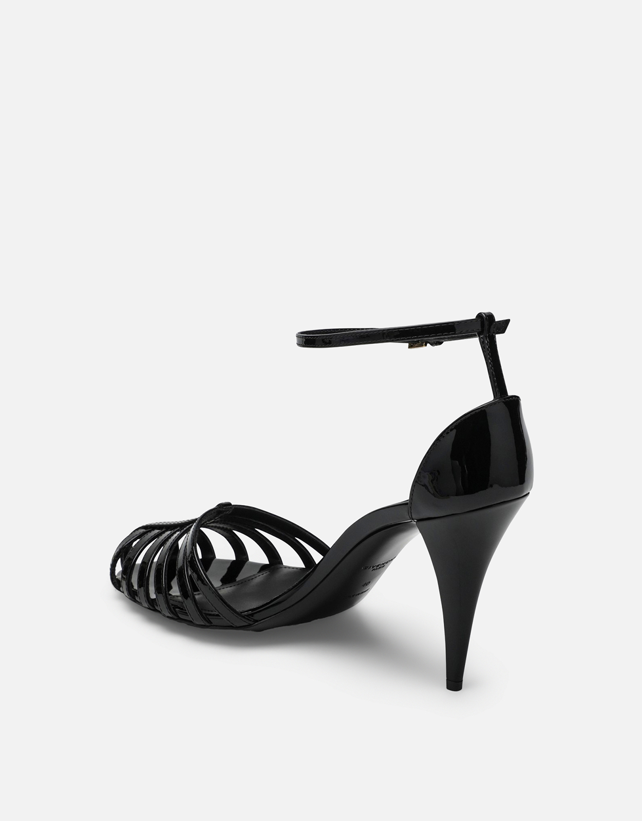 美品　GIVENCHY フェザー　羽毛　ハイヒール　アンクルストラップ　サンダル Givenchy パテントレザーケージヒールサンダル (すべての新品) IFCHIC.COM