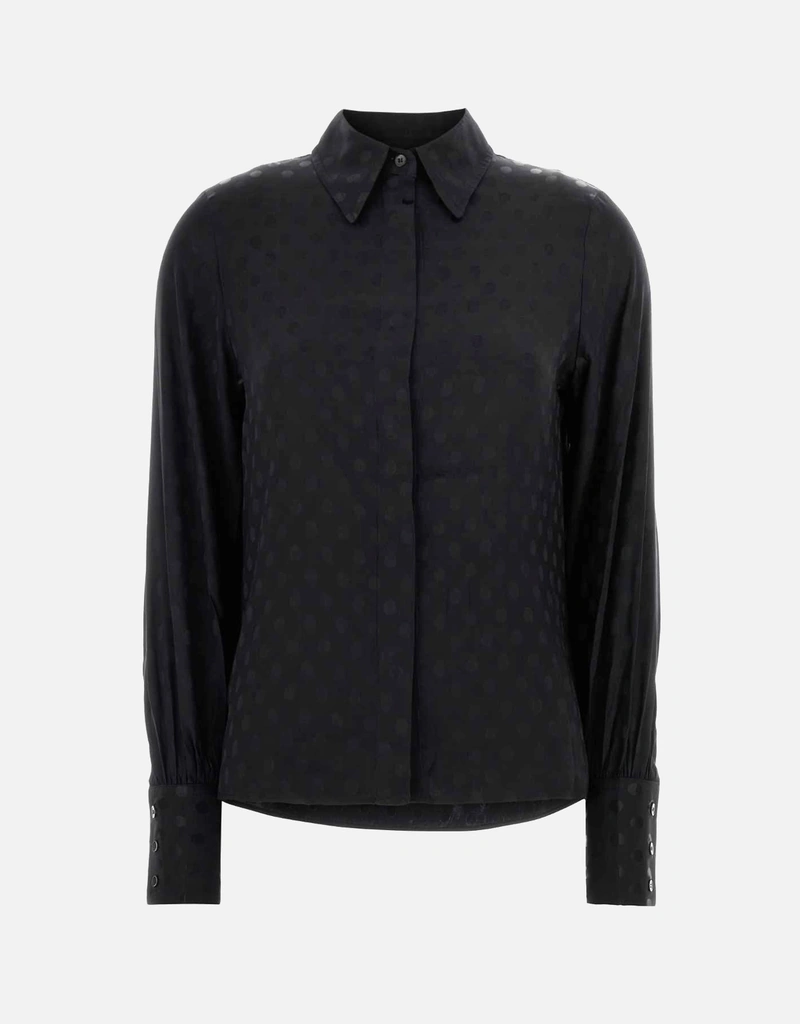 Isabel Marant ブラックストレッチシルクドット柄シャツ (すべての新品