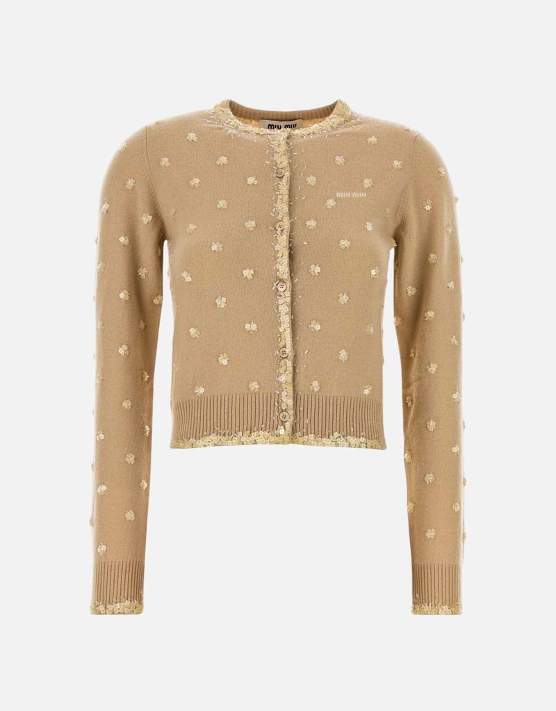 Miu Miu カシミヤ刺繍入りスリムフィットカーディガン (すべての新品