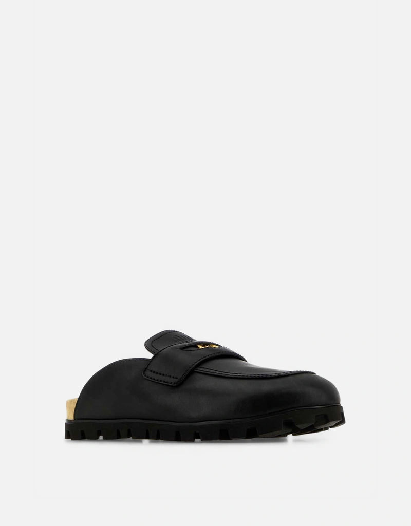 Miu Miu ブラックレザーブーティ Miu Miu ブラックカーフレザー スリッパ () IFCHIC.COM