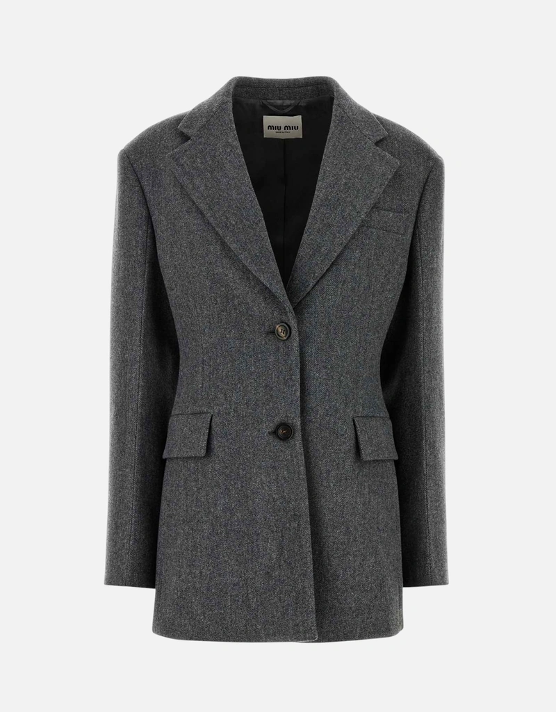 Miu Miu Dark Grey Wool Blazer () IFCHIC.COM