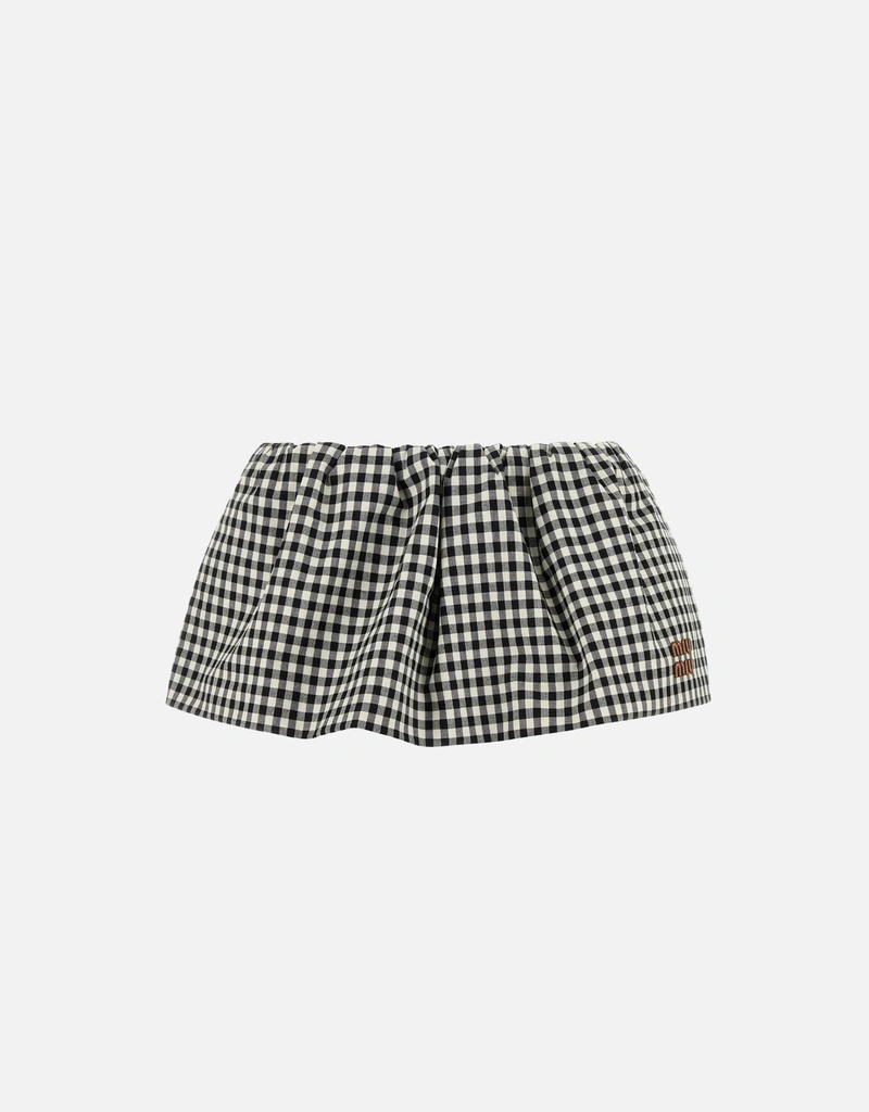 Miu Miu 刺繍コットンギンガムミニスカート (すべての新品) IFCHIC.COM