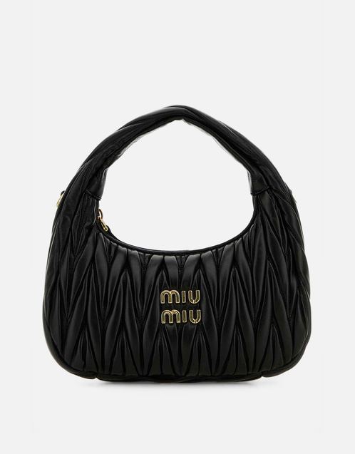 miu miu ナッパレザーホーボーバッグ ブラック　美品 Miu Miu ワンダー絎縫ナッパレザーホーボーバッグ () IFCHIC.COM
