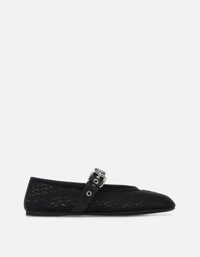 Miu Miu ブラックメッシュバレリーナフラット () IFCHIC.COM