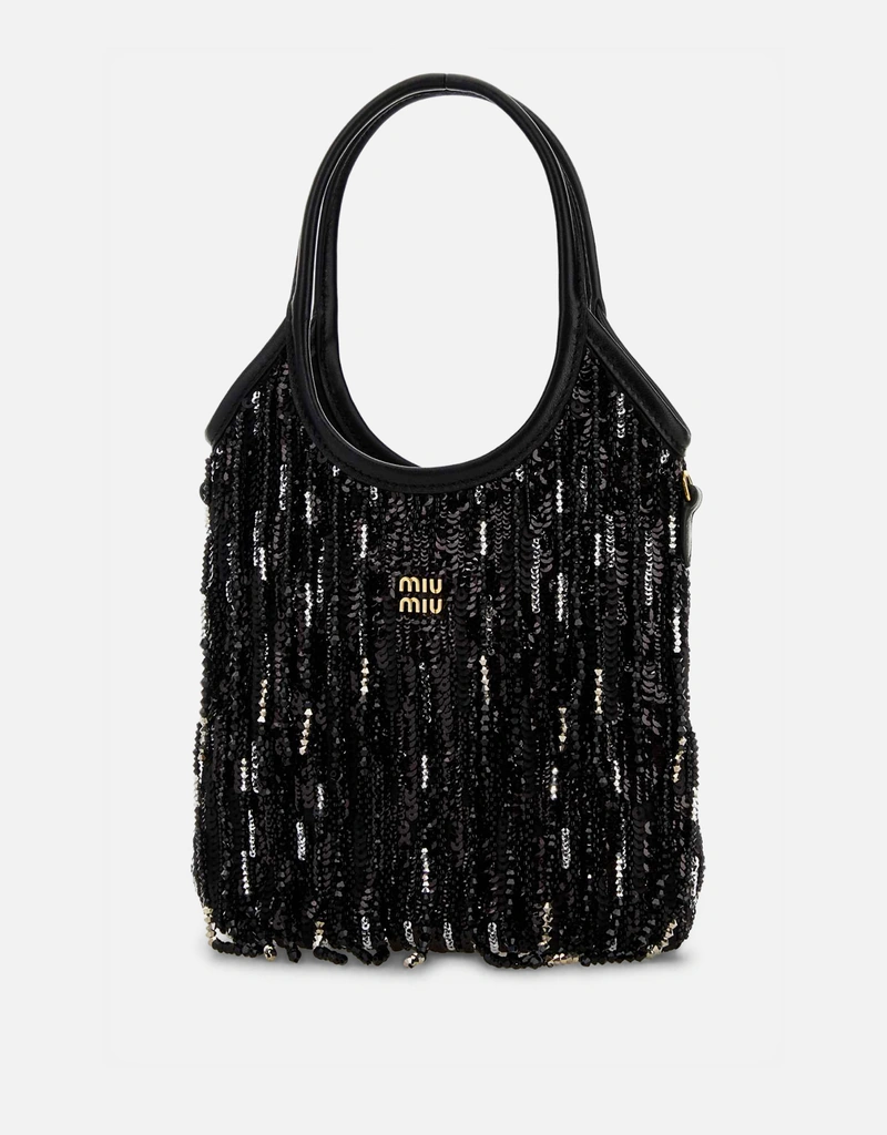 バッグ Miu Miu Sequin CrystalClutchBag Y2K Glam Miu Miu Ivy Satin Crystal And Sequin Fringe Handbag () IFCHIC.COM