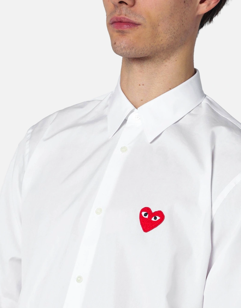 Comme des Garcons Play メンズホワイトコットンシャツ (アパレル