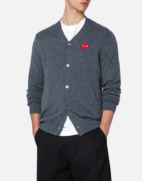 PLAY COMME des GARCONS カーディガンM-XL#46 グレー Comme Des Garçons Play ウール カーディガン | グレー | FARFETCH JP