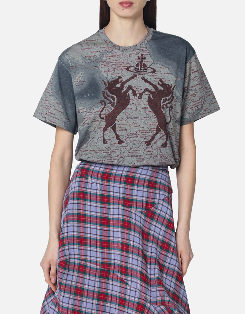 Vivienne Westwood グレーメランジ ロゴプリント Tシャツ (トップス