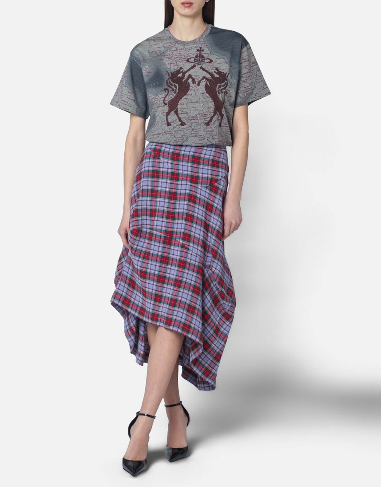 Vivienne Westwood グレーメランジ ロゴプリント Tシャツ (トップス