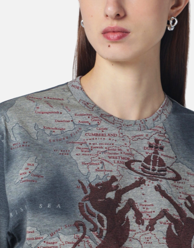 Vivienne Westwood グレーメランジ ロゴプリント Tシャツ (トップス