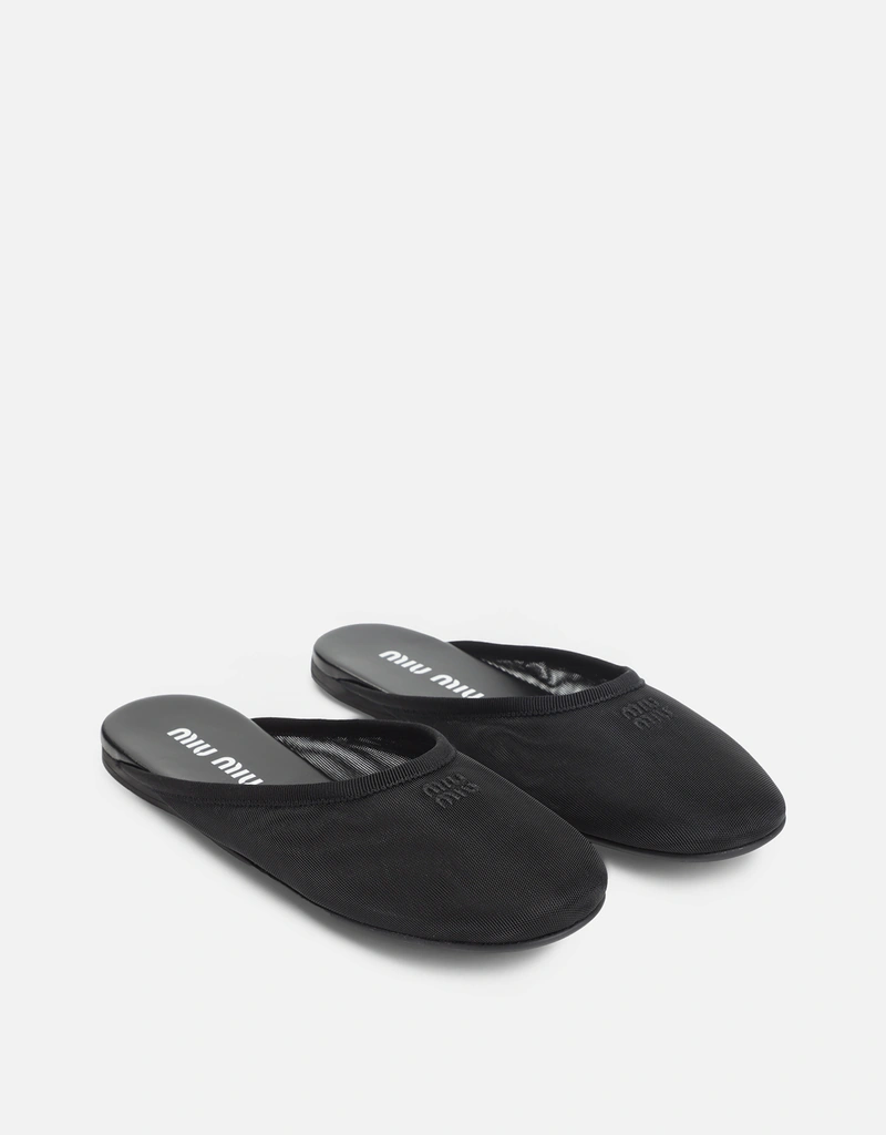 MIU MIU ブラックレザー ミュール 中ヒール Miu Miu Leather Mule Shoes (すべての新品,シューズ) IFCHIC.COM