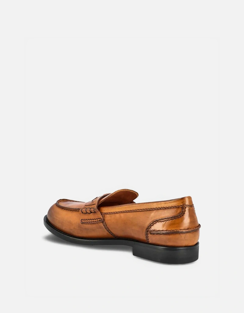 Miu Miu Vintage-Effect Calf Leather Penny Loafers () IFCHIC.COM