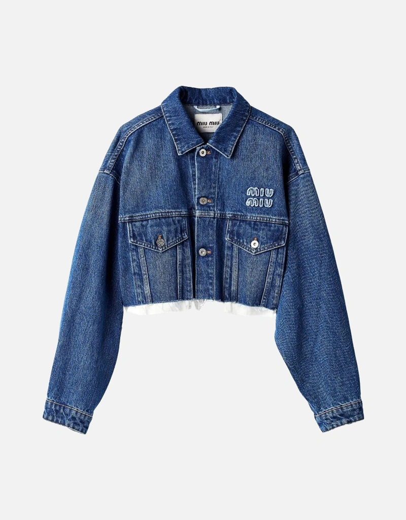 Miu Miu デニムブルゾン クロップドジャケット (すべての新品) IFCHIC.COM