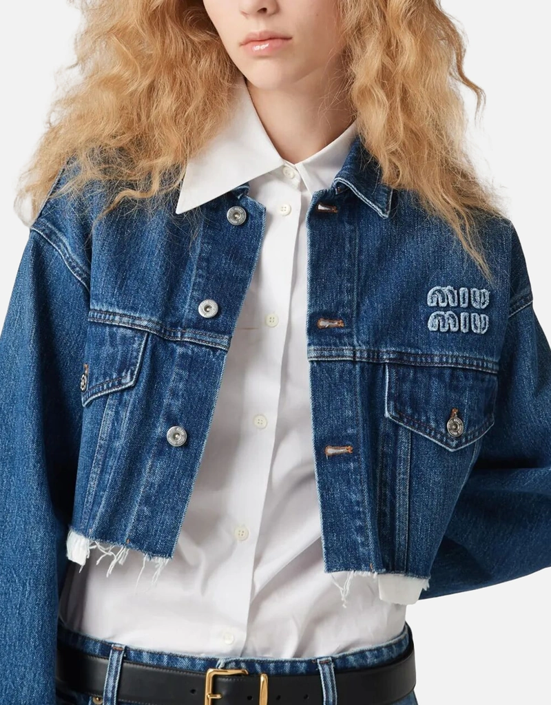 Miu Miu デニムブルゾン クロップドジャケット (すべての新品) IFCHIC.COM