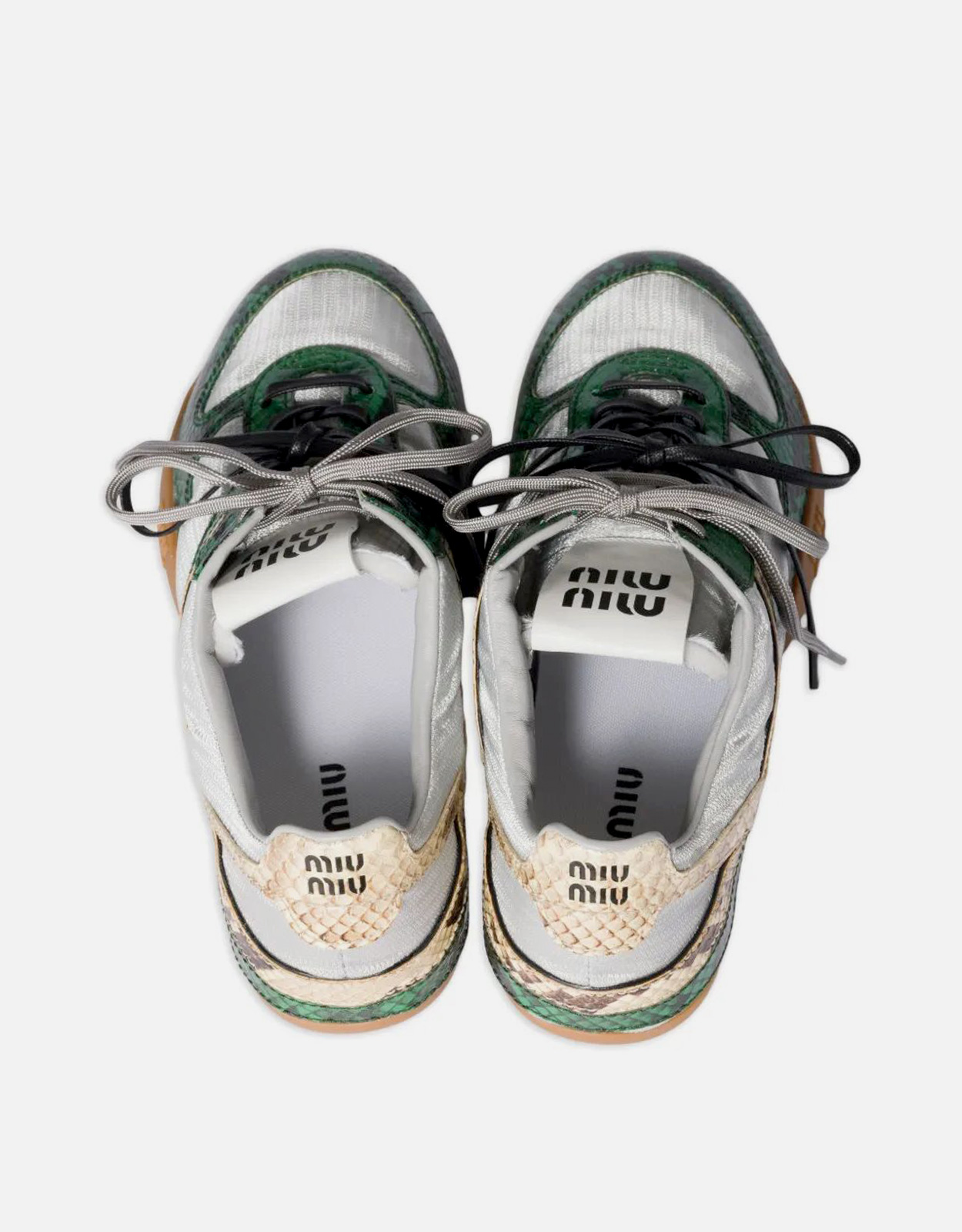 Miu Miu Ayers Technical Fabric And Python-Print Leather Sneakers
