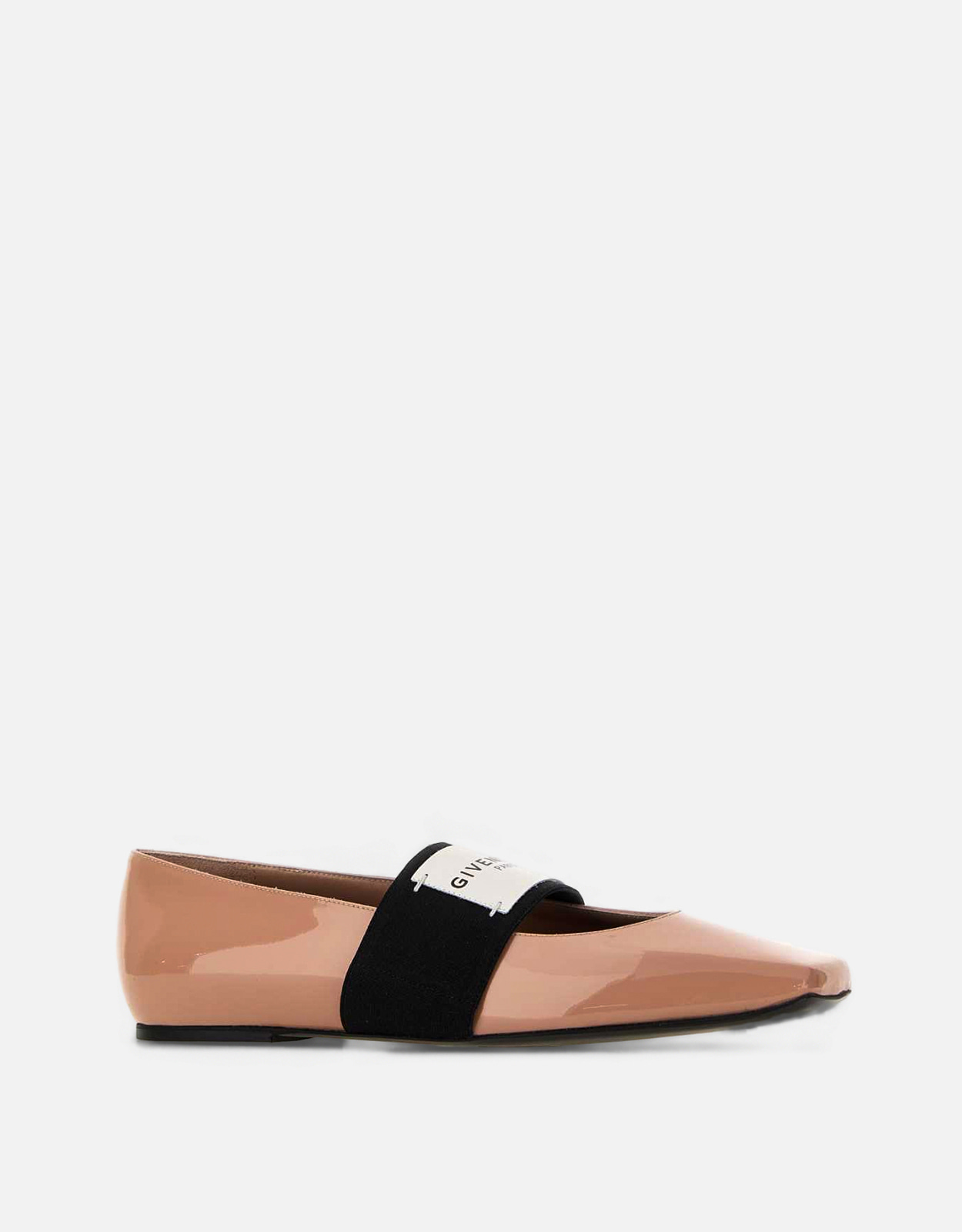 Givenchy スライススクエア漆面子牛革バレエフラットシューズ