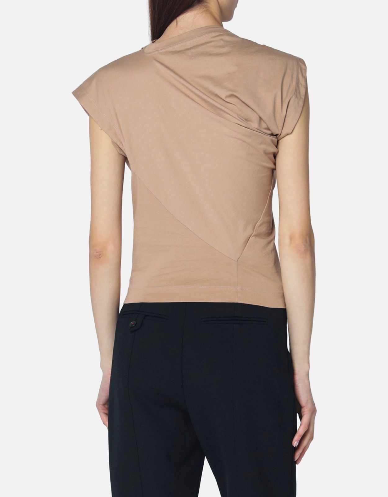 Vivienne Westwood ヘボコットンアシンメトリー細身Tシャツ (トップス