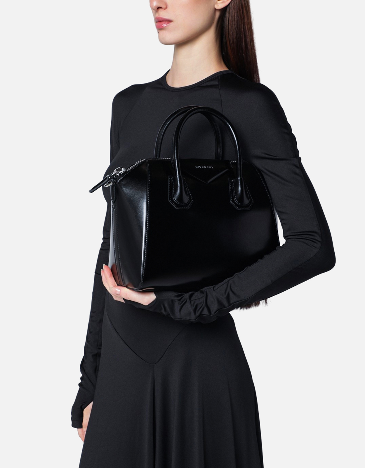 Givenchy アンティゴナ小型ボックスカーフスキンレザーハンドバッグ