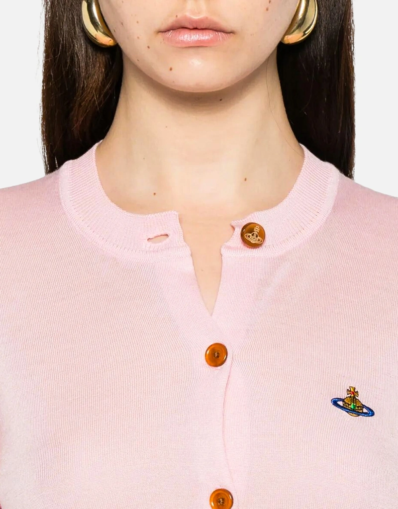 Vivienne Westwood ピンク カーディガン ケーブル クルーネックカーディガン(ピンク)（レディース