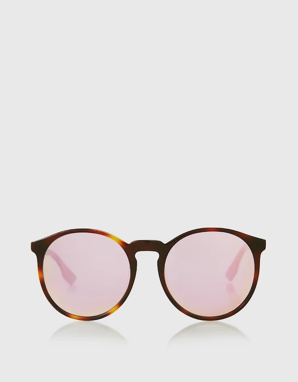 Alexander McQueen 玳瑁鏡面圓框太陽眼鏡