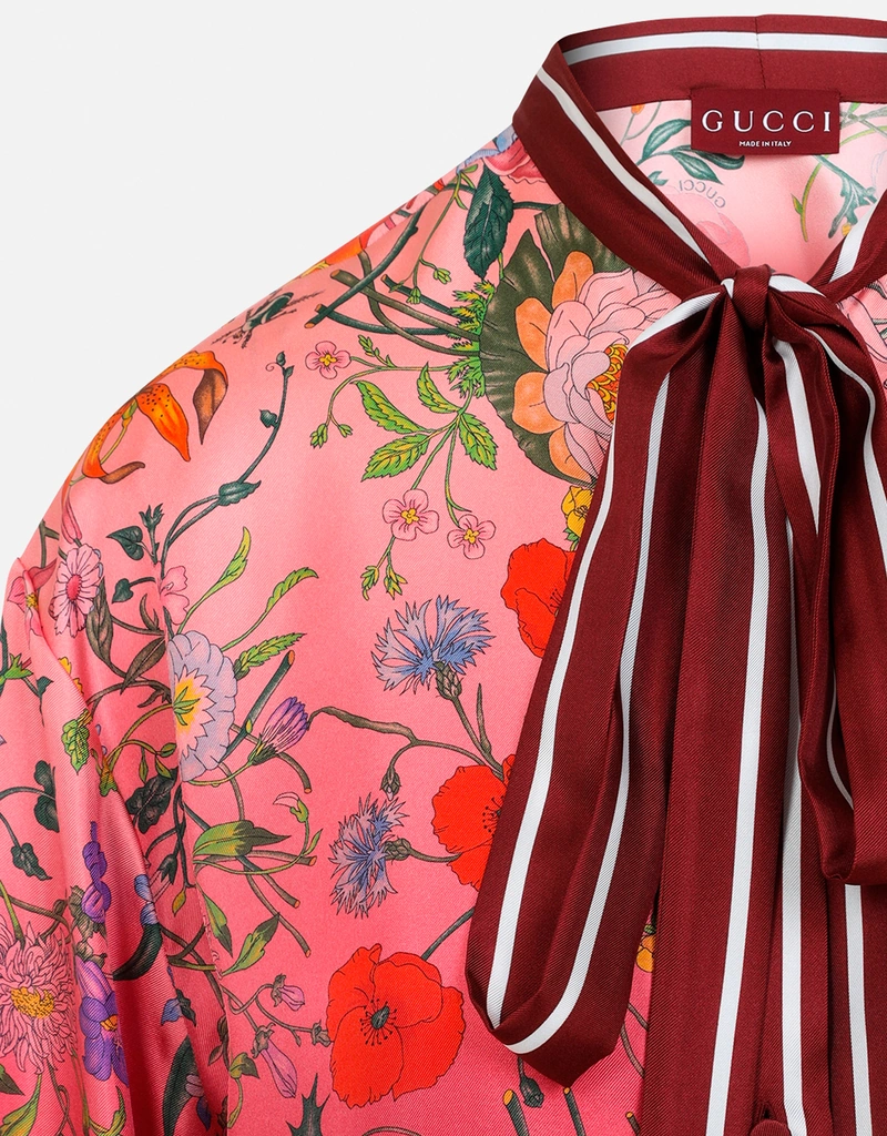 Gucci プリントシルクシャツ ネックボウ付き (すべての新品) IFCHIC.COM