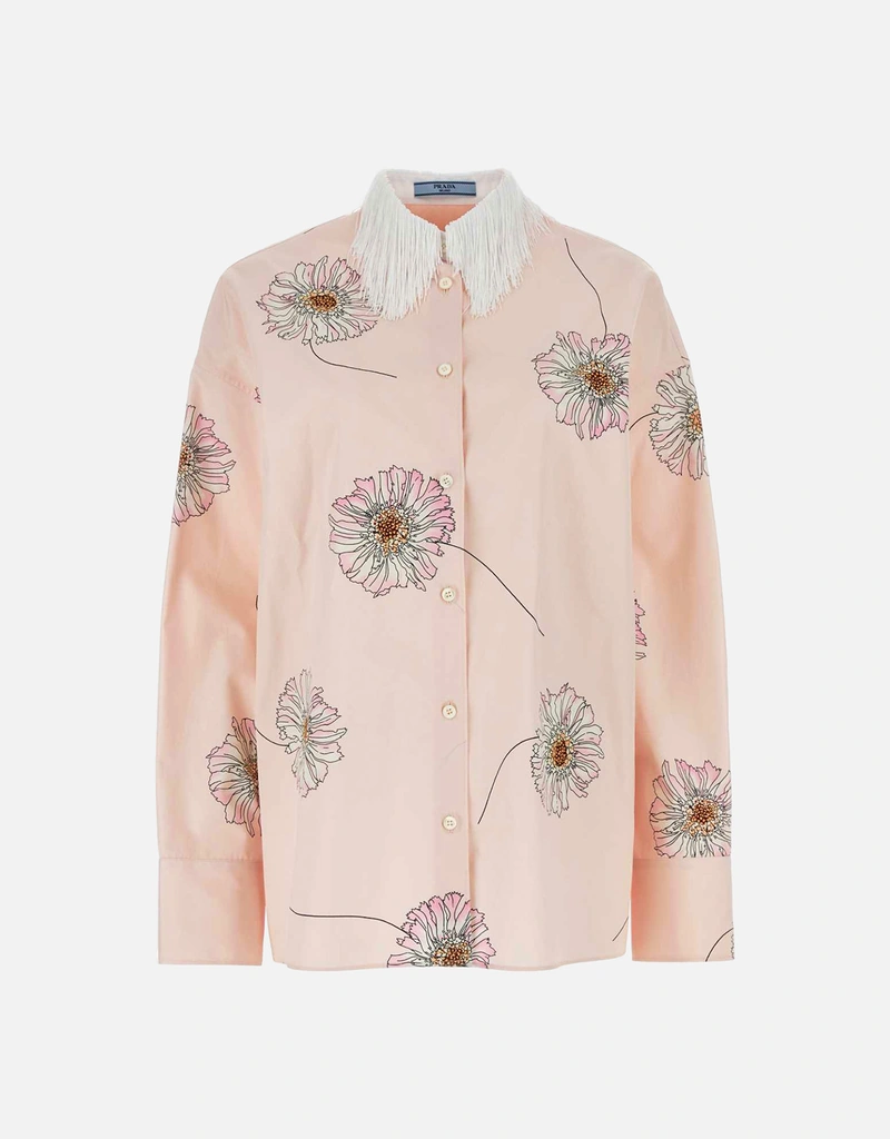 PRADA 総柄　オーバーサイズ　デザインシャツ Prada プリントポプリンオーバーサイズシャツ () IFCHIC.COM