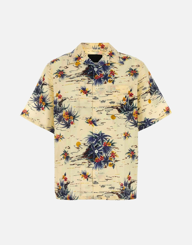 Prada メンズプリントコットンボウリングシャツ () IFCHIC.COM