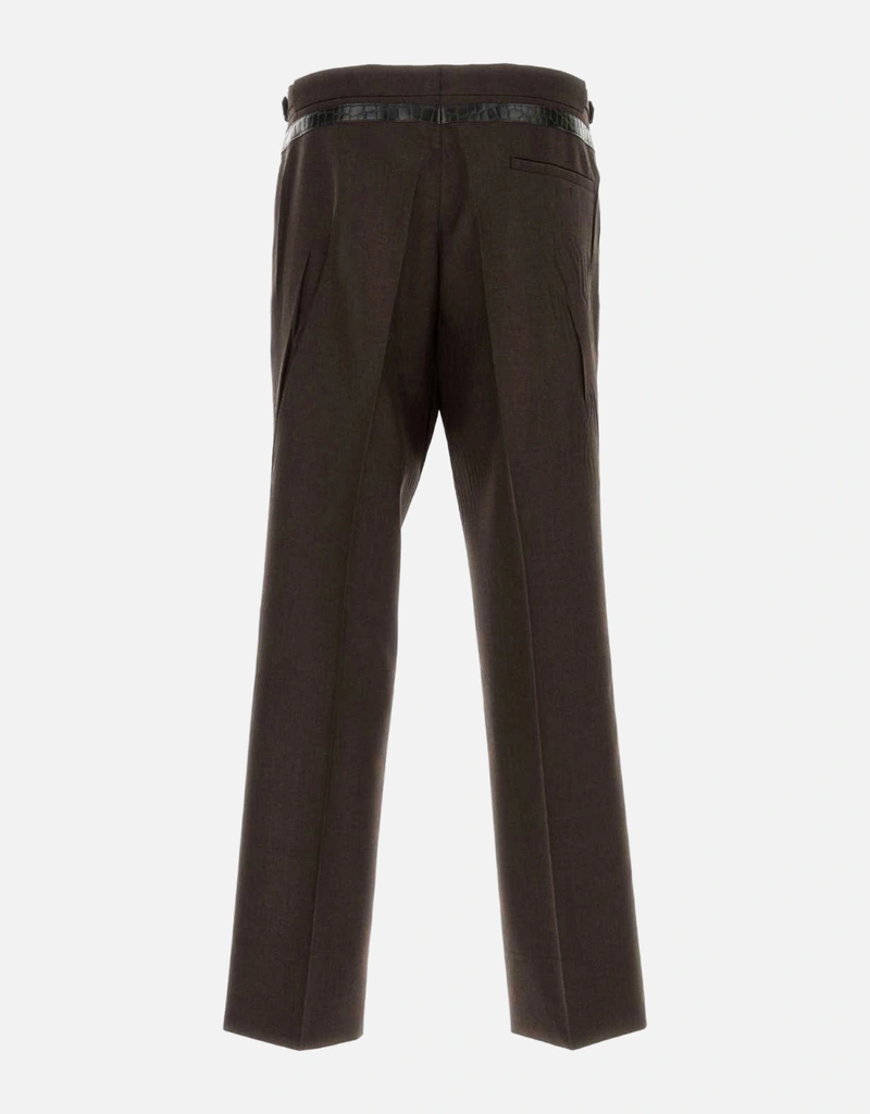 Prada メンズ ダークブラウン モヘア混ワイドレッグパンツ () IFCHIC.COM