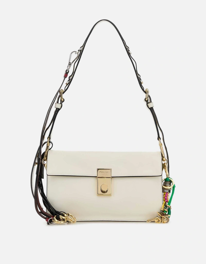 Prada ホワイトスモールペブルレザーSoft Soundショルダーバッグ