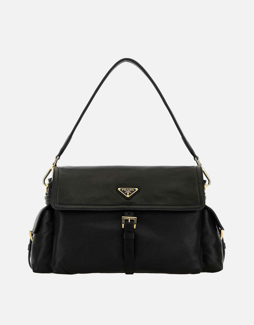 Prada ブラックレザーショルダーバッグ () IFCHIC.COM