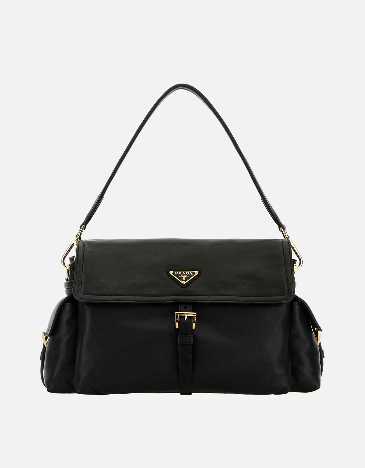 【美品】PRADA ブラックウォッシュレザー ショルダーバッグ Prada ブラックレザーショルダーバッグ () IFCHIC.COM