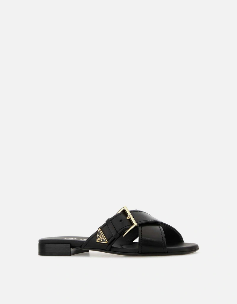 Prada レザークロスベルトスライドサンダル バックル付き () IFCHIC.COM