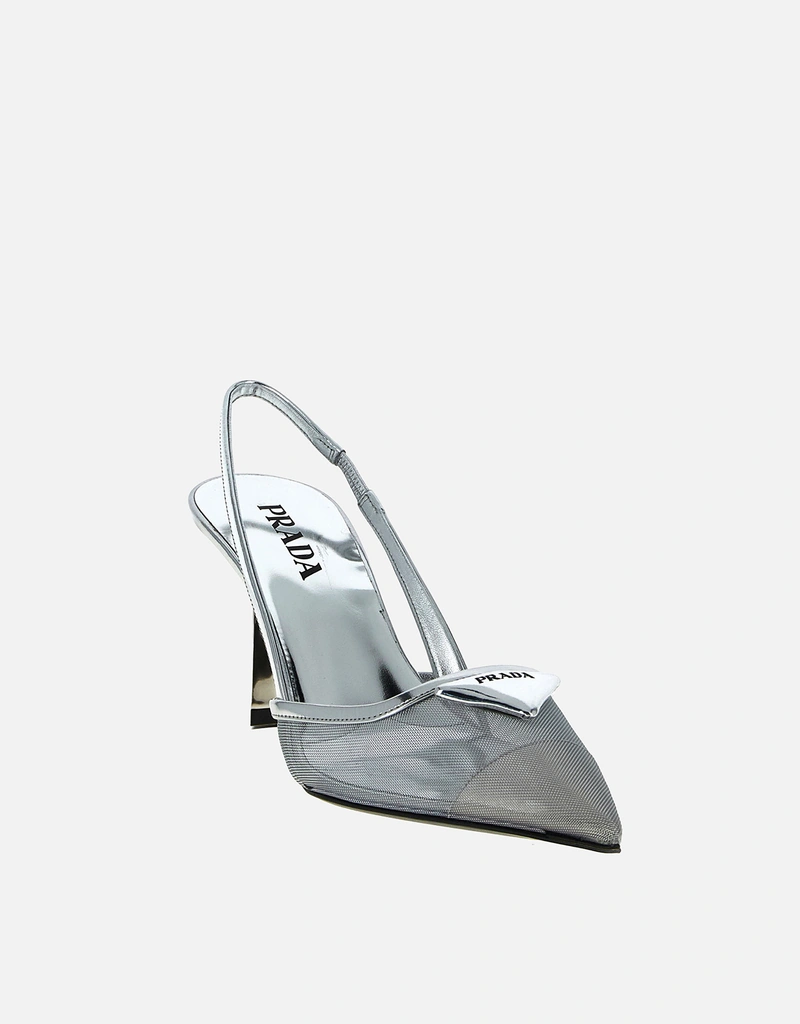 PRADA スリングバッグ パンプス メタリック Prada メッシュファブリックスリングバックパンプス () IFCHIC.COM
