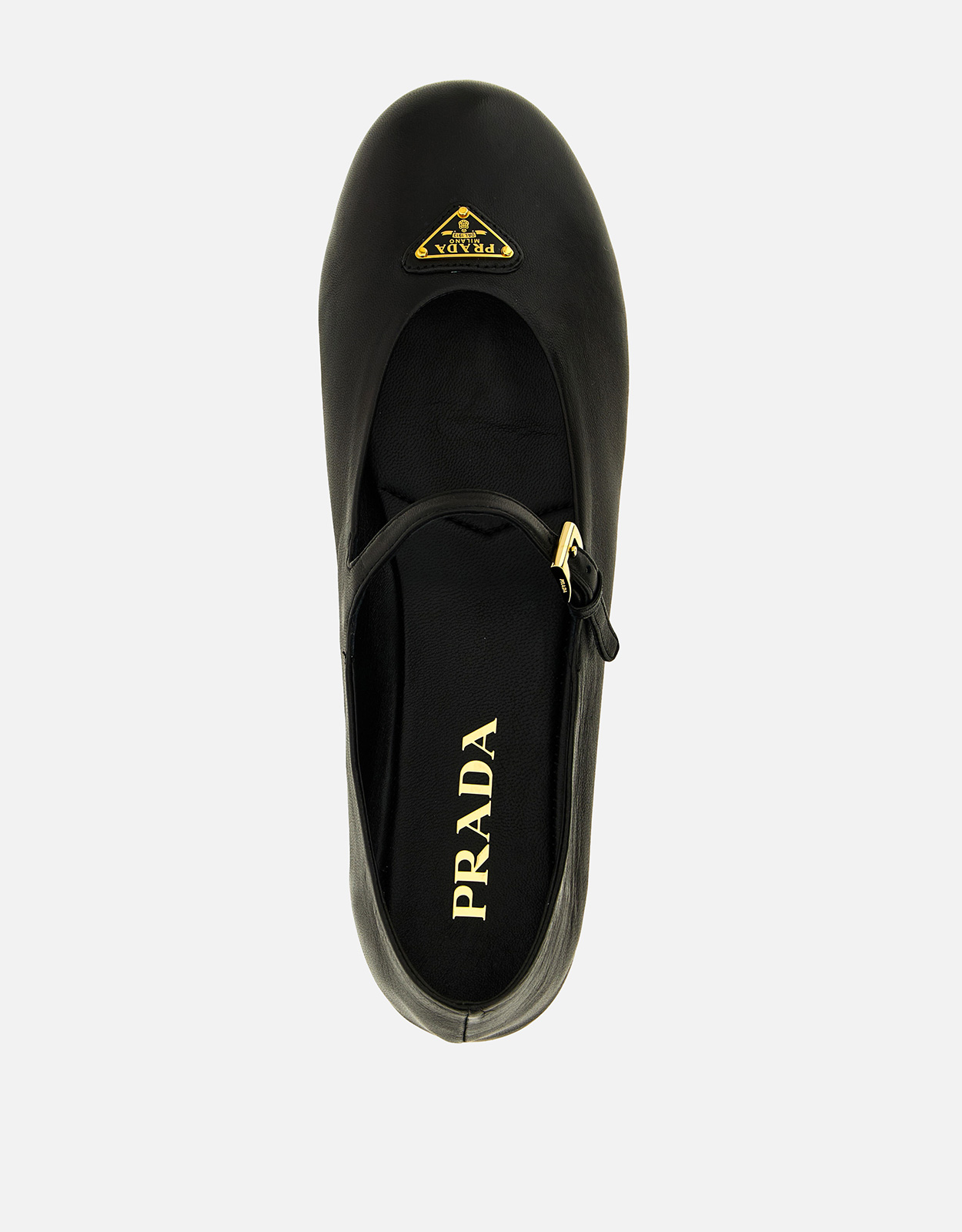 PRADA ブラック フラットシューズ37.5 Prada ナッパレザーバレエフラットシューズ () IFCHIC.COM