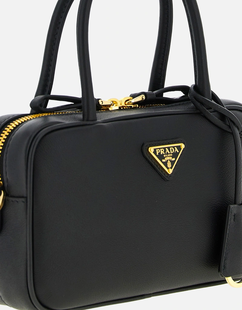 Prada Bauletto Small Calfskin Leather Handbag () IFCHIC.COM