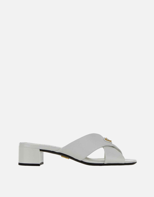 Prada White Leather Mules () IFCHIC.COM
