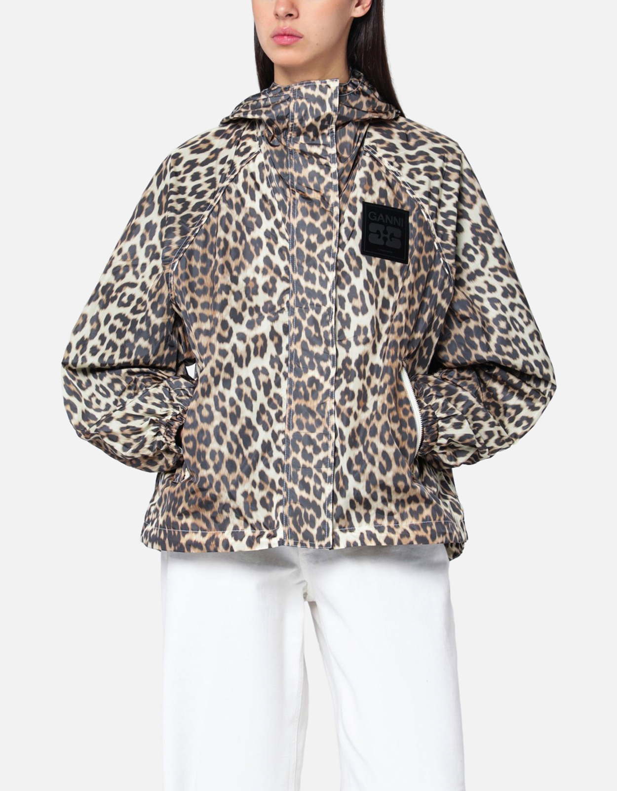 Ganni ヒョウ柄ナイロンジャケット (すべての新品) IFCHIC.COM