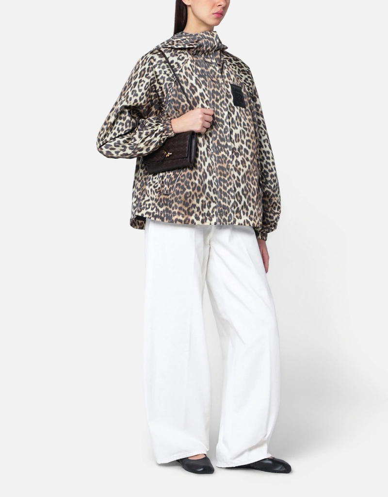 Ganni ヒョウ柄ナイロンジャケット (すべての新品) IFCHIC.COM