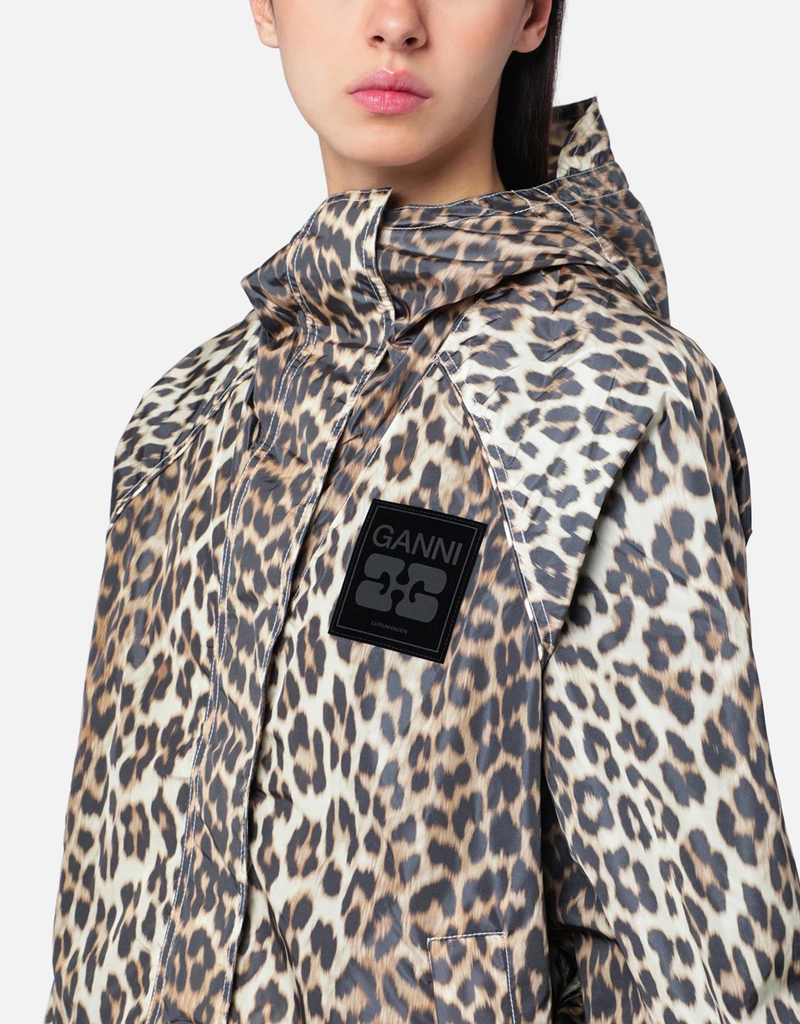 Ganni ヒョウ柄ナイロンジャケット (すべての新品) IFCHIC.COM