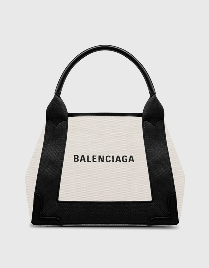 Balenciaga Navy Cabas Xs Canvas Handbag (ショルダーバッグ) IFCHIC.COM