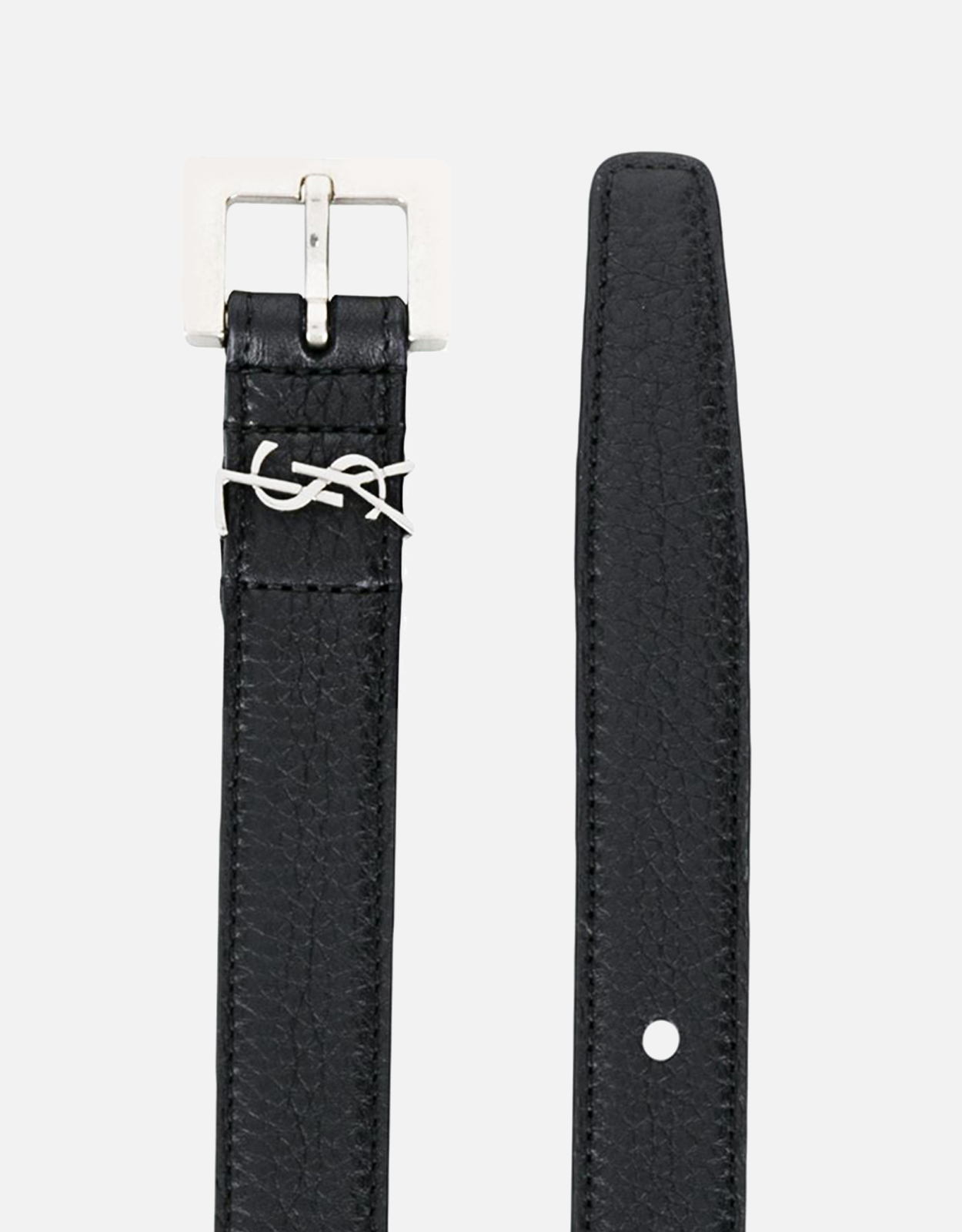 Saint Laurent メンズ カサンドル 粒面カーフスキンレザーベルト