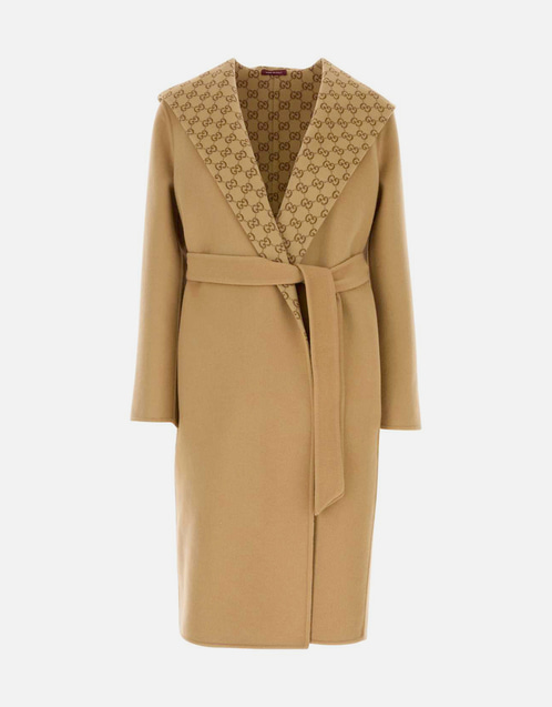 Gucci ウール混紡リバーシブルフード付きコート () IFCHIC.COM